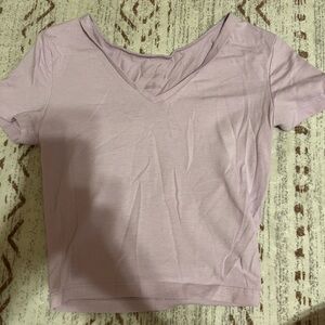 light purple cropped v neck baby tee